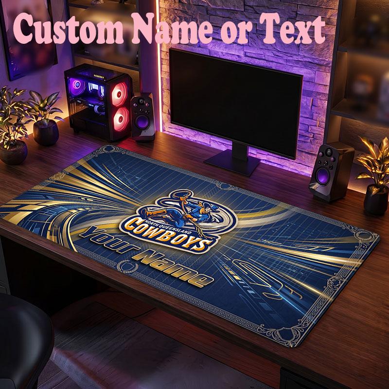 North Queensland Cowboys Customized Name Text Mouse Pad, Large Desk Mouse Mat Personalized Home Office Present