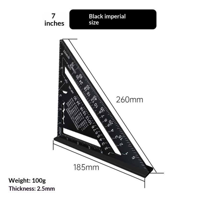 Aluminum Alloy Triangle Ruler High Precision Clear Scales 1Pcs Lightweight Portable Gauge for Engineer Woodworking Projects