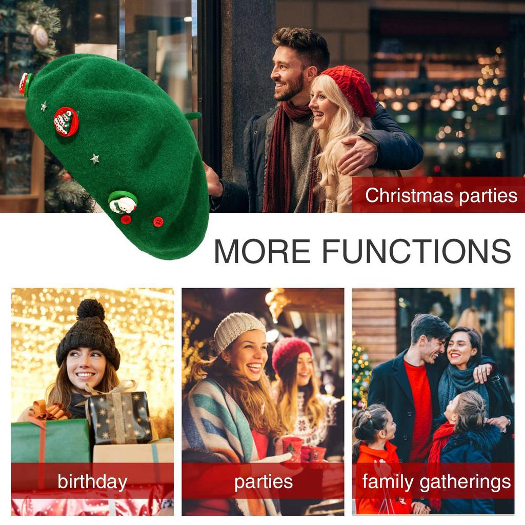 Beret Hat Christmas Decoration Beret Winter Caps For Winter Fall Artist Girls Women Ladies Dress Costume Birthday Holiday