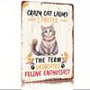 Vintage Feline Enthusiast Tin Sign Metal Wall Art Retro Home Decor Pub Bar