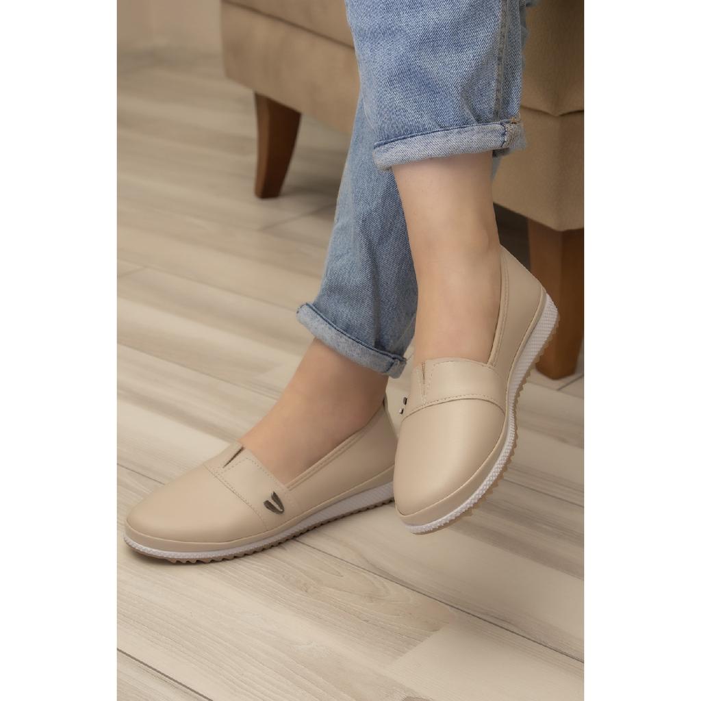 Orthopädische Ballerina-Schuhe aus weicher Haut für Damen mit perforiertem Kordelzug