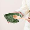 Leaf Shaped Spoon Ceramic Spoon Holder Green Leaf Ceramic Spoon Decorative Leaf-shaped Kitchen Gadget Stove Top