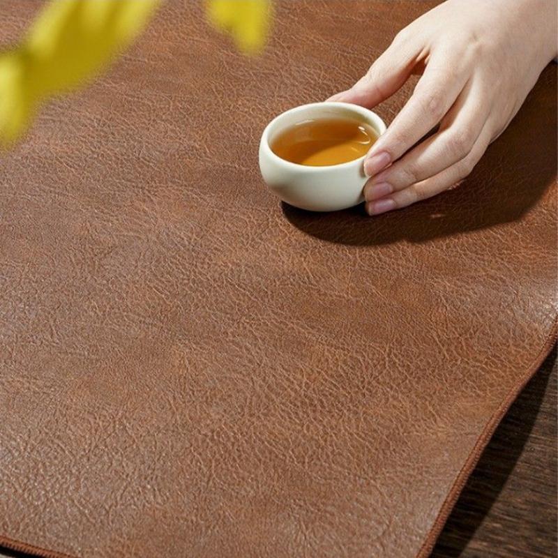 Runner da Tavolino da Tè in Ecopelle di Lusso Impermeabile Decorazione Tavolino da Tè Zen Cinese Tappetino da Tè Accessori Decorativi per Cerimonia del Tè