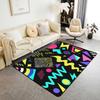 Retro Memphis Style Geometric Print Area Rug, 80s Neon Colorful Non-Slip Floor Mat for Living Room Bedroom Home Decor Carpet