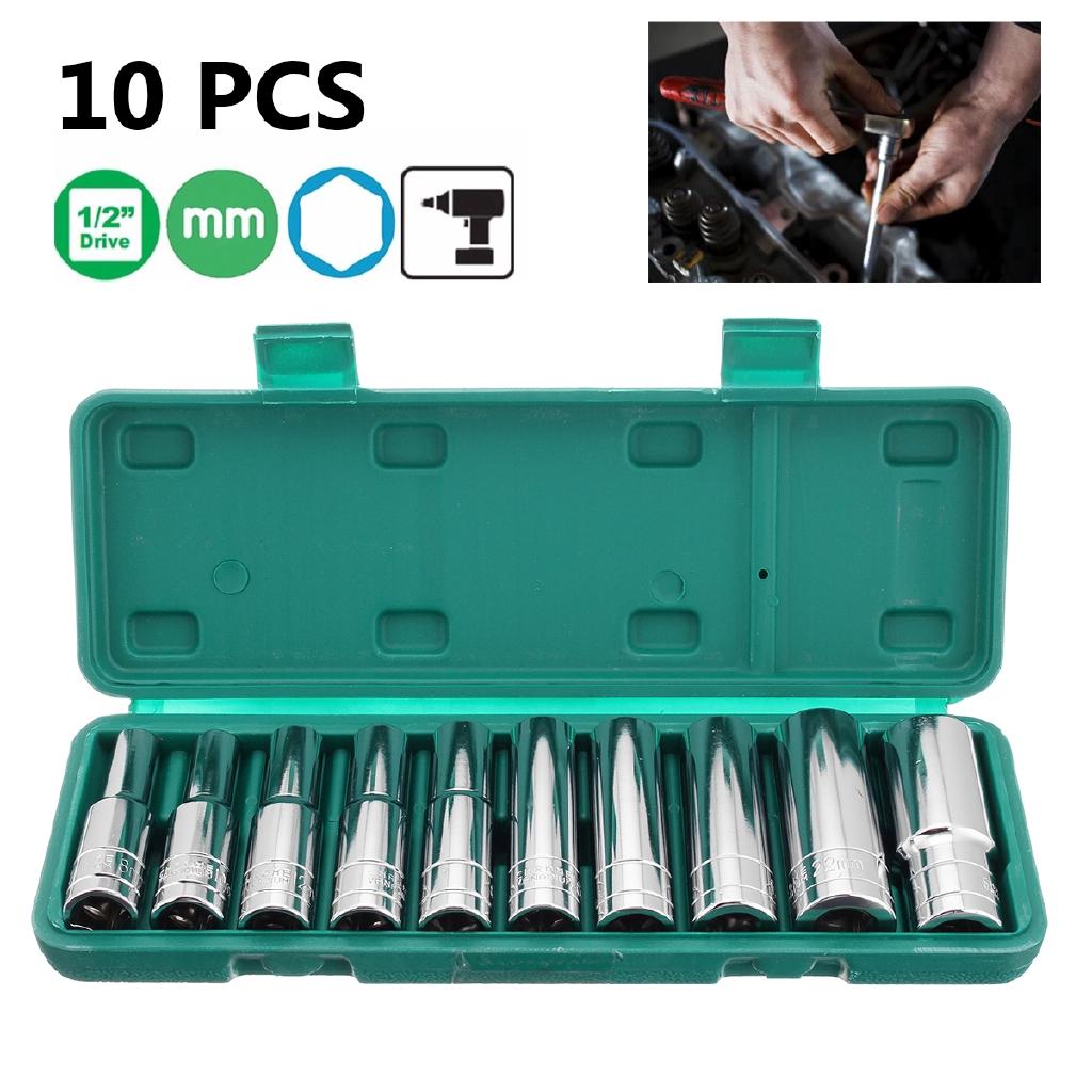 

Набор глубоких головок из хром-ванадиевой стали 1/2 дюйма 8-24 мм Набор ударных головок Привод Адаптер для ключа Переходник для приводной головки Редуктор 10 шт.