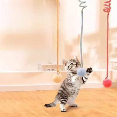 Kattlek Leksak Interaktiv Fjäderleksak för Katter Intelligenslekar för Katt Infällbar Elastisk Snöre Lockpinne Hängande Husdjursleksak