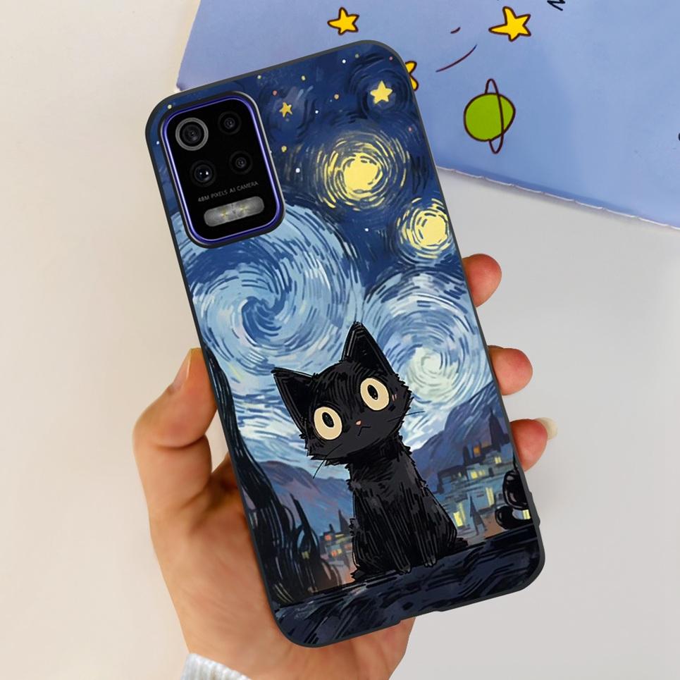 Para LG K52 2020 / LG Q52 2020 Funda Trasera Calavera Dragón Estilo Genial Dibujos Animados Carcasas Parachoques Bumper de Silicona Suave Negro Para LG K22 2020