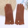 Women's Winter Leather Gloves - Warm Fleece-Lined, Touchscreen, Coldproof, for Riding, Driving, and Outdoor Cycling.