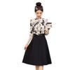 Ribbon collar print splicing fake two-piece dress women's spring new temperament formal settings professional skirt