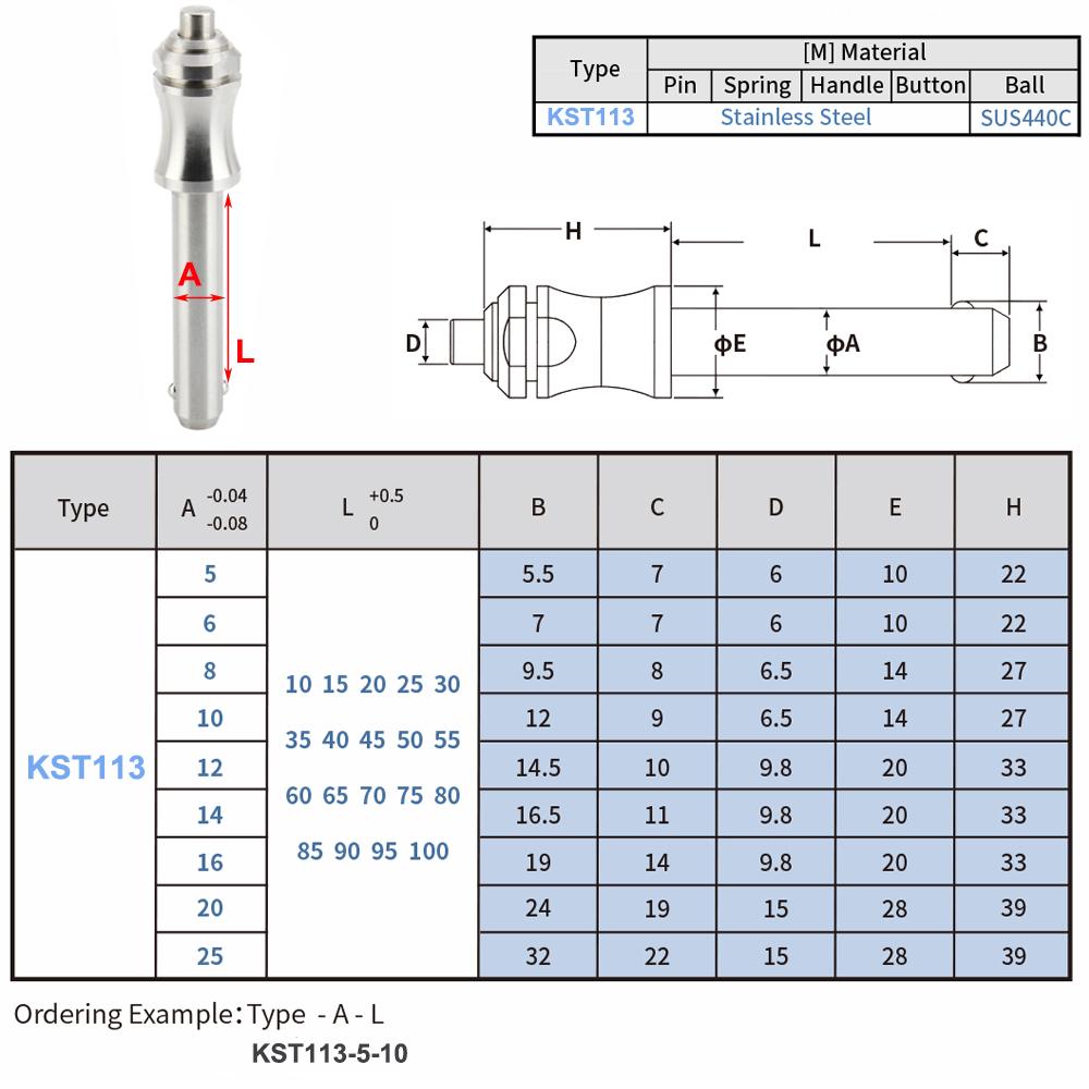 

диа5/6/8/10/12/16/20/25мм Штифты с шариковым замком из нержавеющей стали Самоблокирующийся Основной тип Штифт быстрого освобождения Индексирующий плунжер A8-L10mm