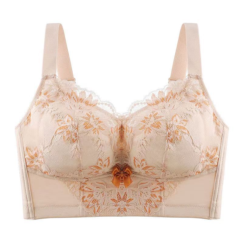 Large-sized Lingerie Women's Thin Full-cup Bra Breast Retraction Anti-sagging Adjustable Bra Without Underwire Push Up Bra