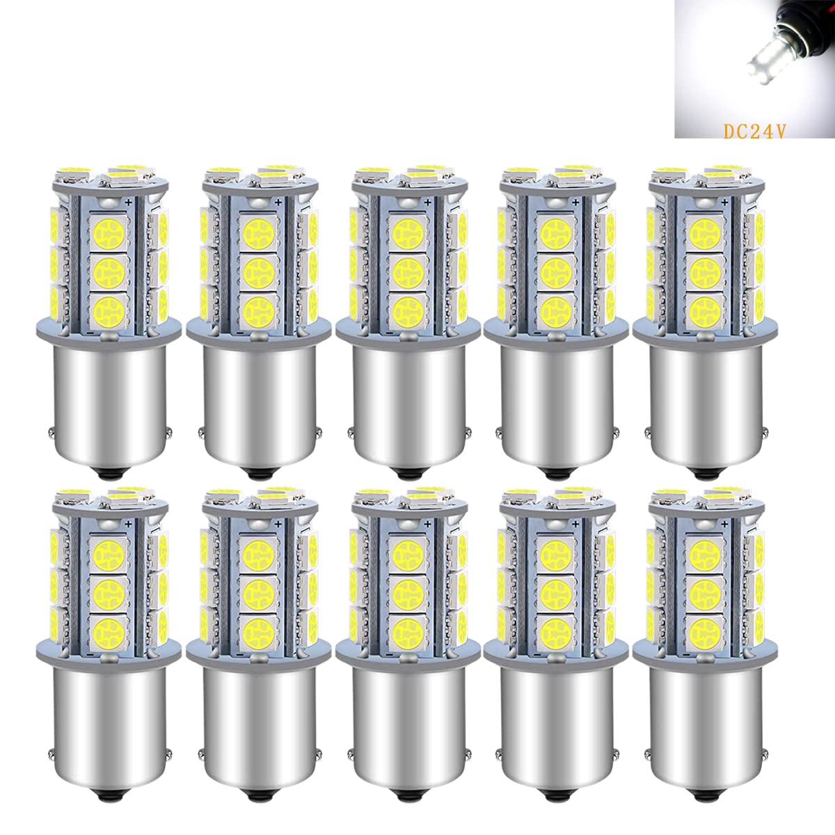 24V S25 LED Single White Back Lamp for Trucks, Buses, S25 LED Single White for 24V vehicles only белый