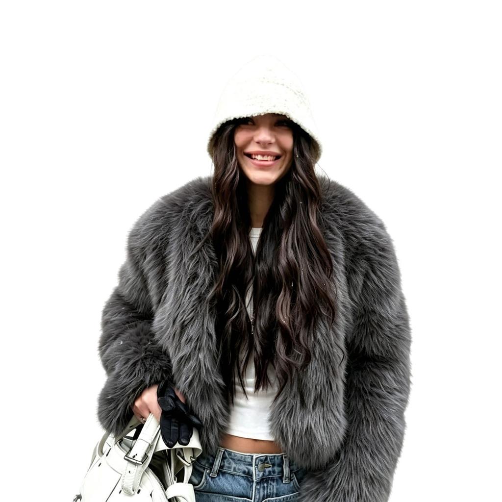 Imitation fox imitation fur jacket short light new loose fluff autumn and winter top