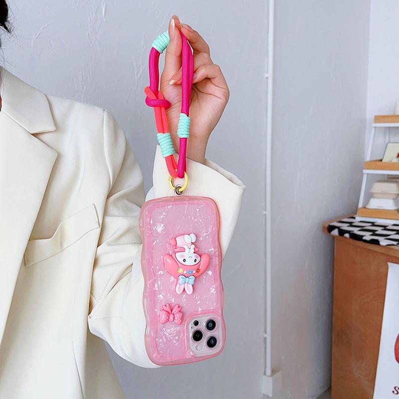 For Ip 15 14 Pro Max Samsung Flip 4 Coloful Rope Chain Korean Mobile Phone Cute Knot Portable Anti-Loss Hand Bracelet Chain