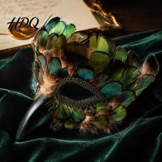 Cómoda Máscara de Larga Duración Máscara de Pájaro, Plumas Misteriosas Pico de Águila Animal Mitad Retro Exótica Fiesta Cara Máscara de Disfraz para Halloween,