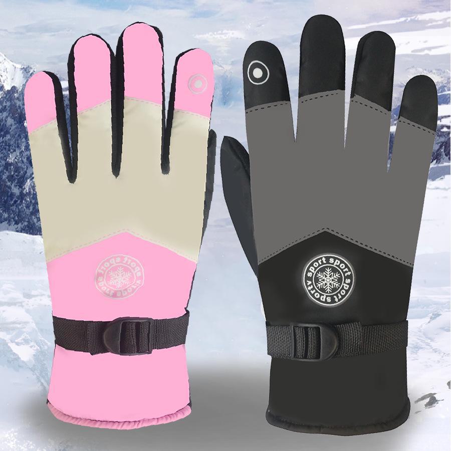 Men's and Women's Winter Ski Gloves: Full Finger, Plus Velvet, Thick, Warm, Non-Slip, Waterproof, Touch Screen, for Outdoor Mountaineering and Cycling