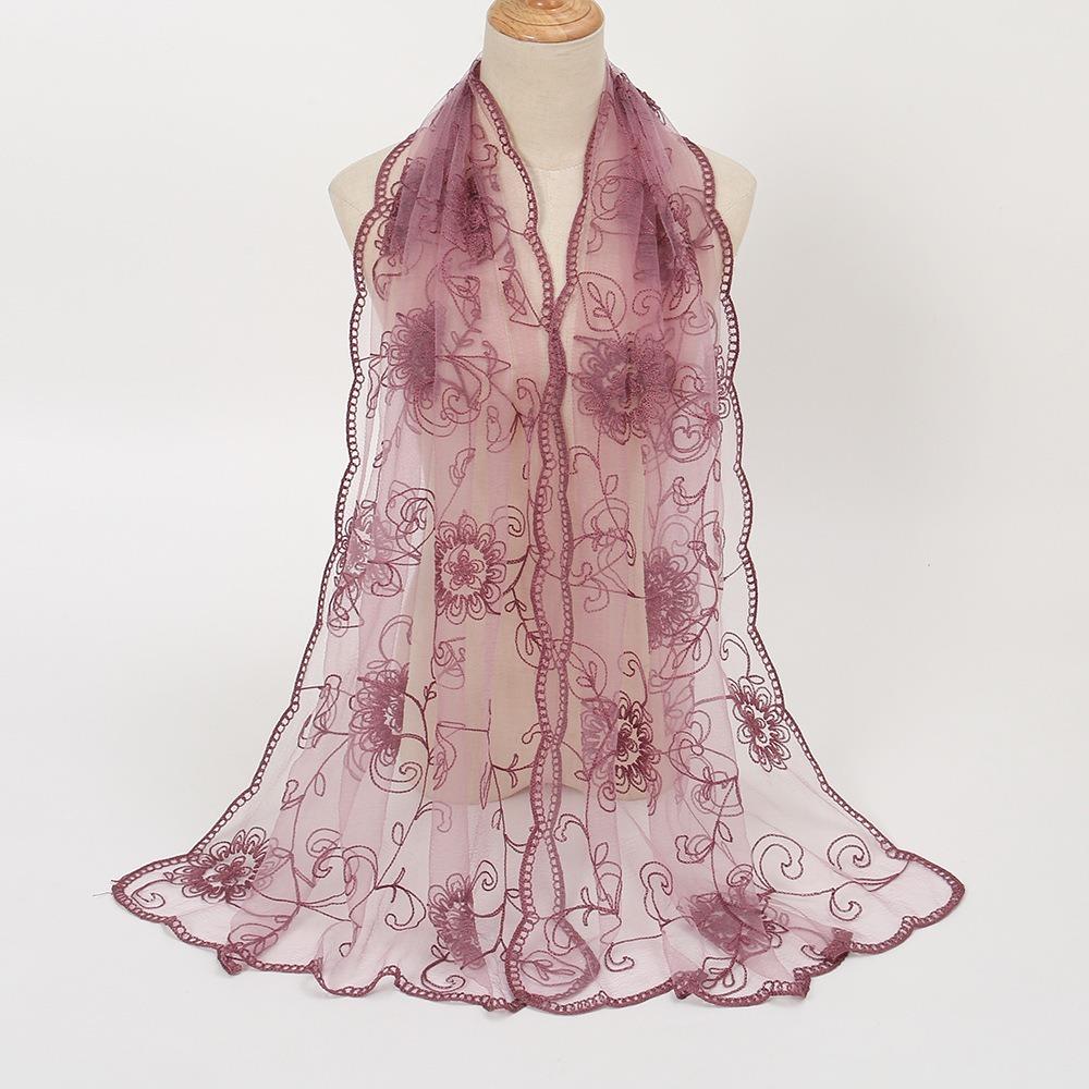 Flower Pattern Retro Scarf Elegant Embroidered Flower Scarf New Lace Scarf  Casual Wear