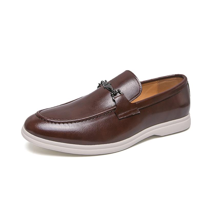 Men s Large Size Leather Slip-on Loafers - Fashionable and Versatile Casual Shoes 46
