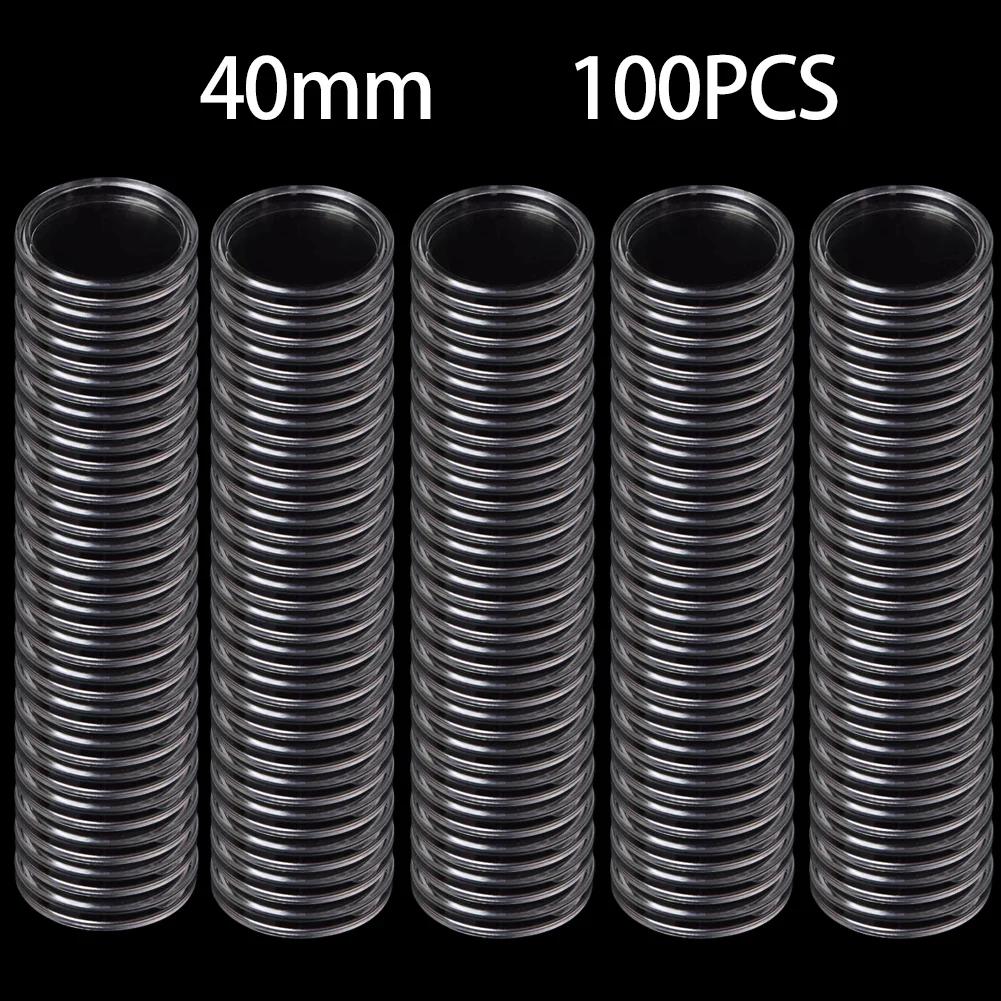 100 PCS Clear Coin Capsules 40mm Round Container Holder Plastic Storage Box Display Cases Coin Organizer Collectibles Gifts China Mainland