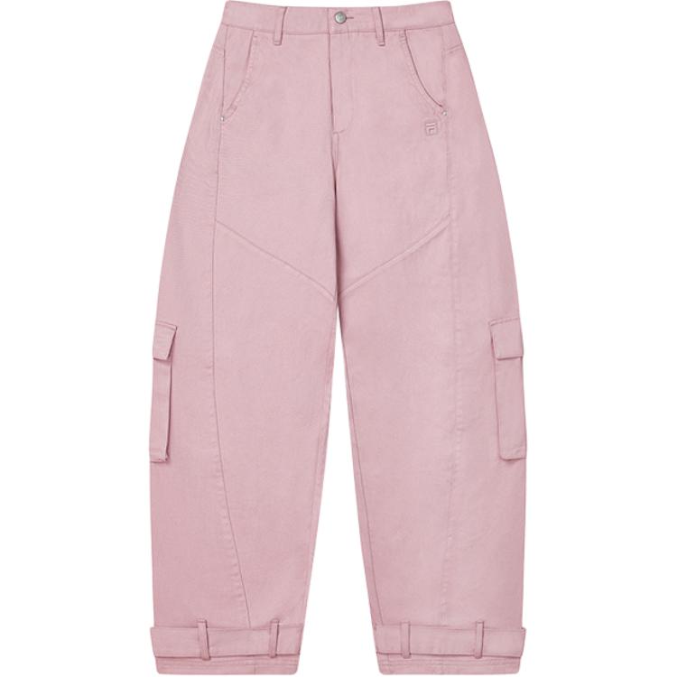 

Fila Оригинальные однотонные хлопковые брюки карго свободного кроя с несколькими карманами для женщин, цвет темно-вишневый F51W449801F-PK XS