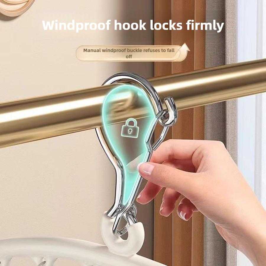 1/2/3pcs Clothes Hanger with 10 Clips Laundry Drying Rack Clothes Drying Rack Stainless Steel Sock Hangers Windproof Clip