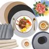6Pc Round Braided Table Mat with 6Pc Cup Coasters Heat Resistant Washable Non Slip Placemats for Kitchen Dining Tables Pads