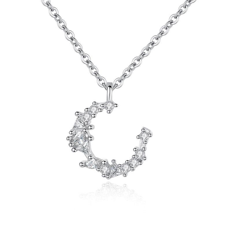 Arrivals 925 Silver Moon zircon Necklaces & Pendants For Women -silver-jewelry