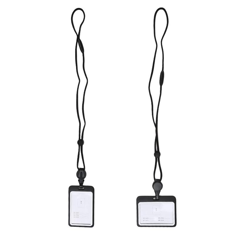 Badge With Lanyard Name Badge Holder Adjustable Lanyards Card Holder Transparent Retractable ID Card Holder School Stationery