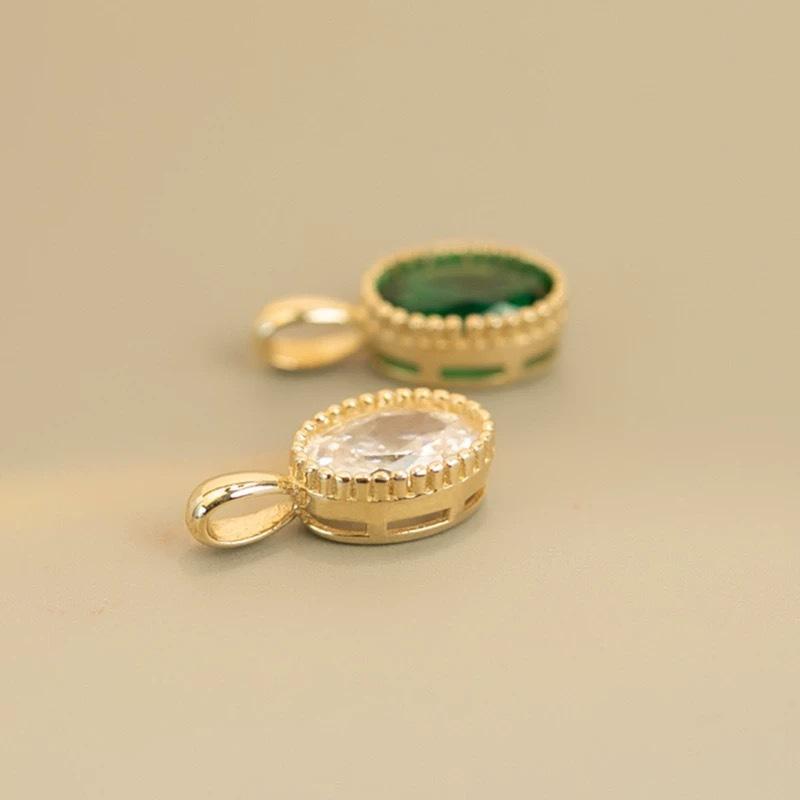 925 Sterling Silver 18K Gold-Plated Mermaid's Tears Oval Pendant Necklace with Micro-Paved Design