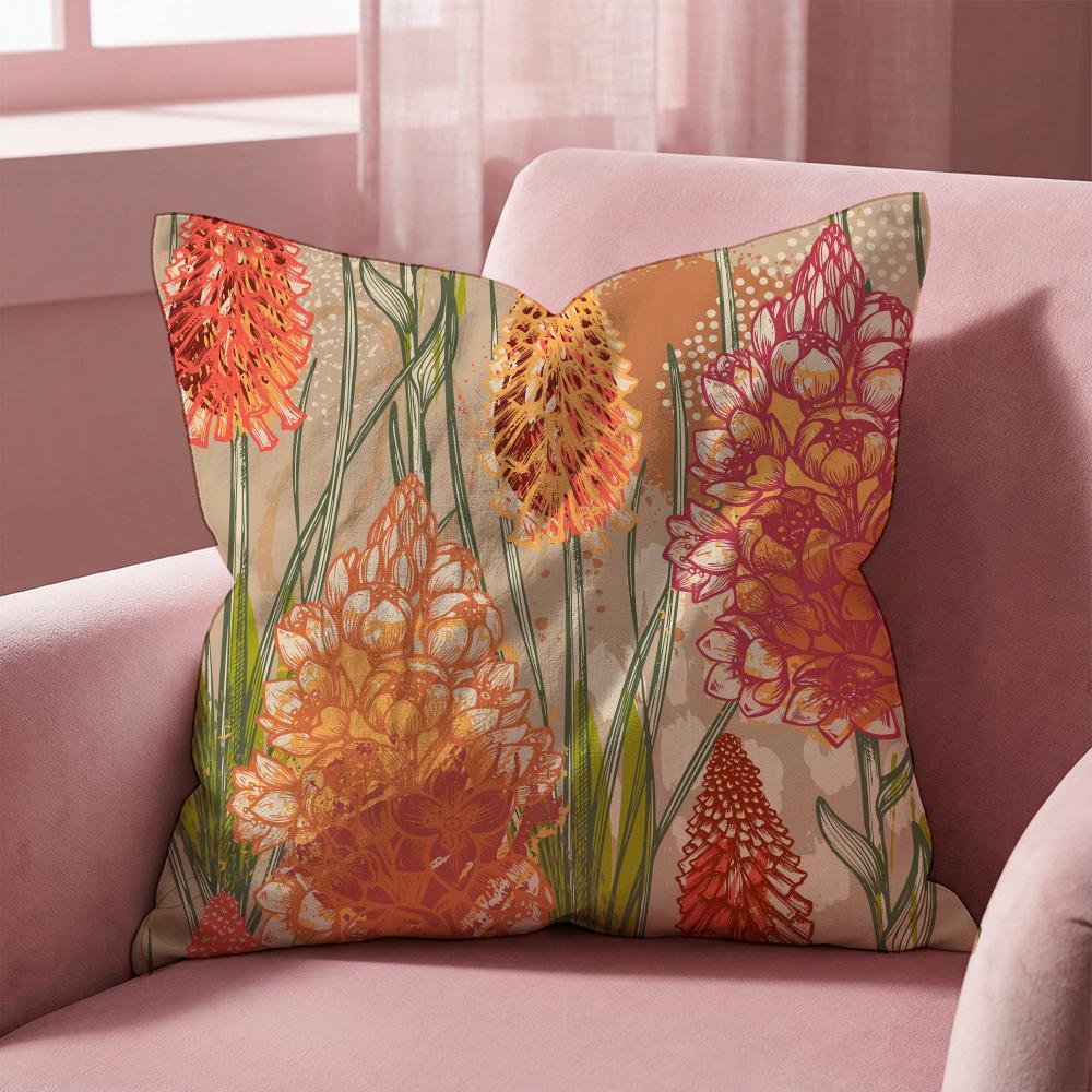 Saffron Color Floral Cushion Cover Multi-Scene Pillow Cover for Home & Car - Reversible, Soft & Durable for Daily Use