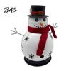 Small Metal Candle Vessel Christmas Snowman Holder, Decorative Candlestick Ornament with Top Indoor Festive Atmosphere Light Hat And Scarf for