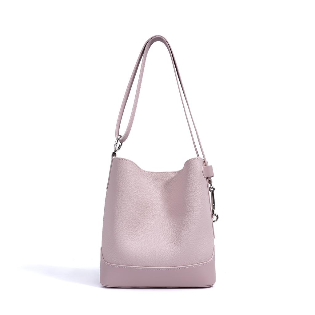 Large Capacity Fashion Simple Bucket Bag Lychee Pattern Leather Shoulder Bag Premium Messenger Bag Women