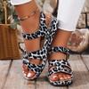 Platform Sandals Summer Fashion Women Wedges Retro Leopard Print Outdoor Casual Beach Peep Toe Sandalias Mujer Plus Size 35-44