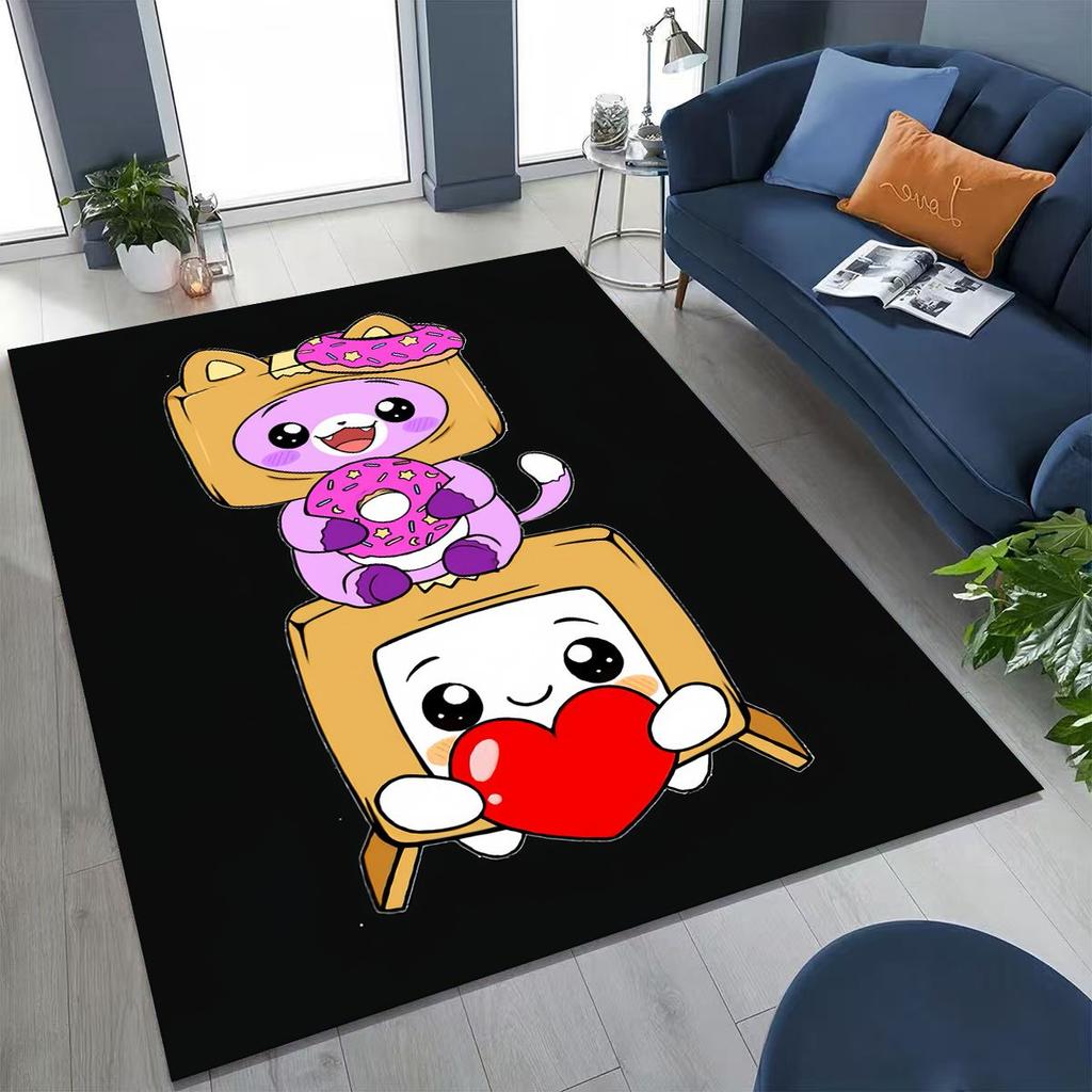 Tappeto Cartoon Lankybox Carino Foxy Boxy Rocky per Camera da Letto Soggiorno Divano Casa Zerbino Decorazione, Tappetino Pavimento Grande Antiscivolo per Bambini