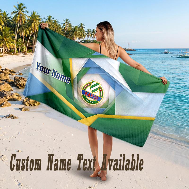 Rapid Wien FC Design Beach Towel Custom Text Large Towel for Beach Vacation