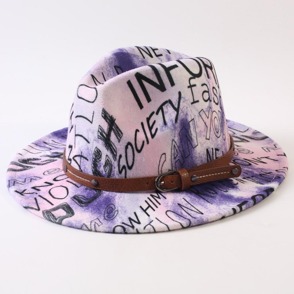 New European and American style letter printing fashion top hat men's and women's fashion jazz hat sunscreen sun hat