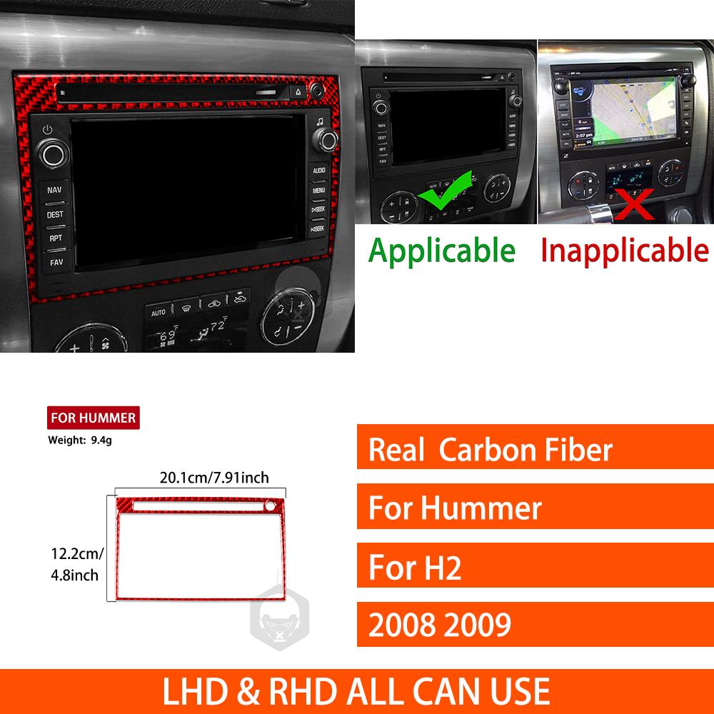 For Hummer H2 2008 2009 Real Carbon Fiber Stickers Radio Adjustment Control Panel Trim Cover Car Accessories Interior Decorative