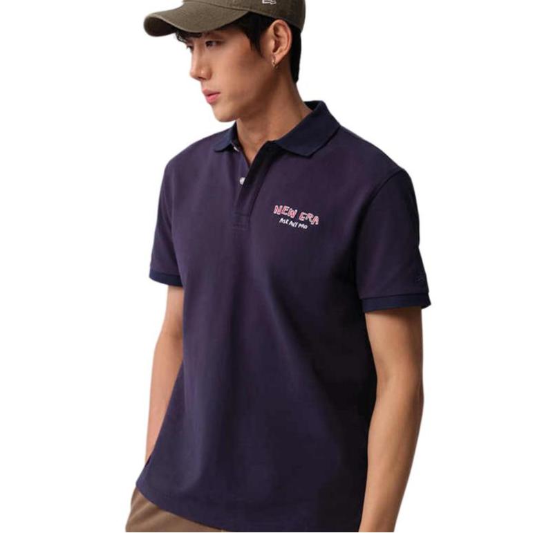 New Era SS24 Casual Letter Embroidery Short Sleeve Polo Shirt Unisex Polo Shirts Navy-Blue 14187354