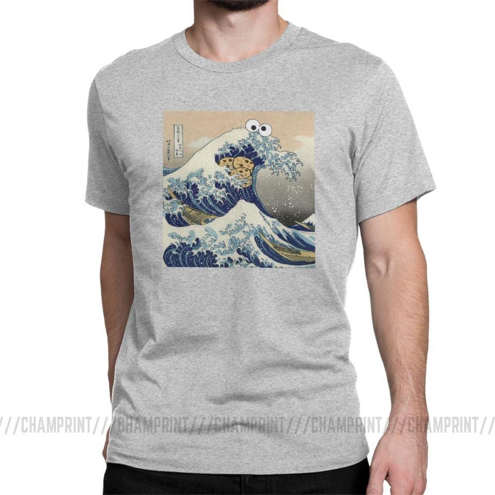 Fashion Cookie Monster T Shirt Harajuku Funny Japanese Cookie Clothes Great Wave Off Kanagawa T Shirt