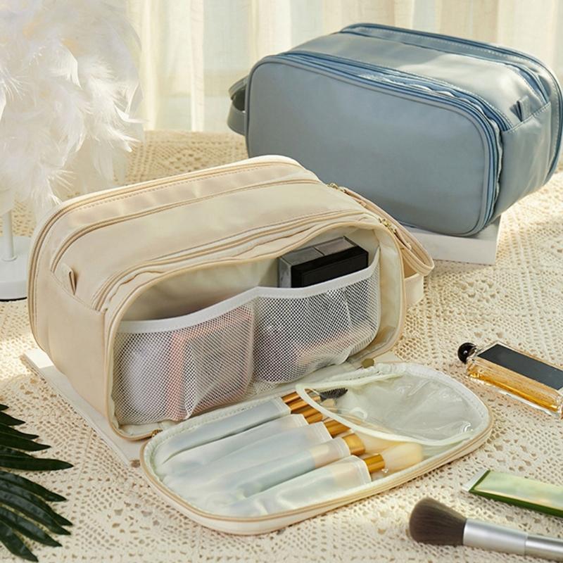 Spacious Multi Functional Travel Makeup Case Waterproof Storage Toiletry Bag For Women PU Leather Handbag