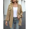 Women's Open Front Knit Cardigan Lantern Sleeve Oversized Sweater Coat