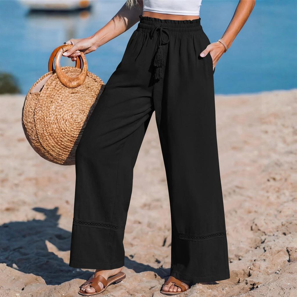 Women's Comfortable Color Loose Wide Leg High Waist Casual Pants