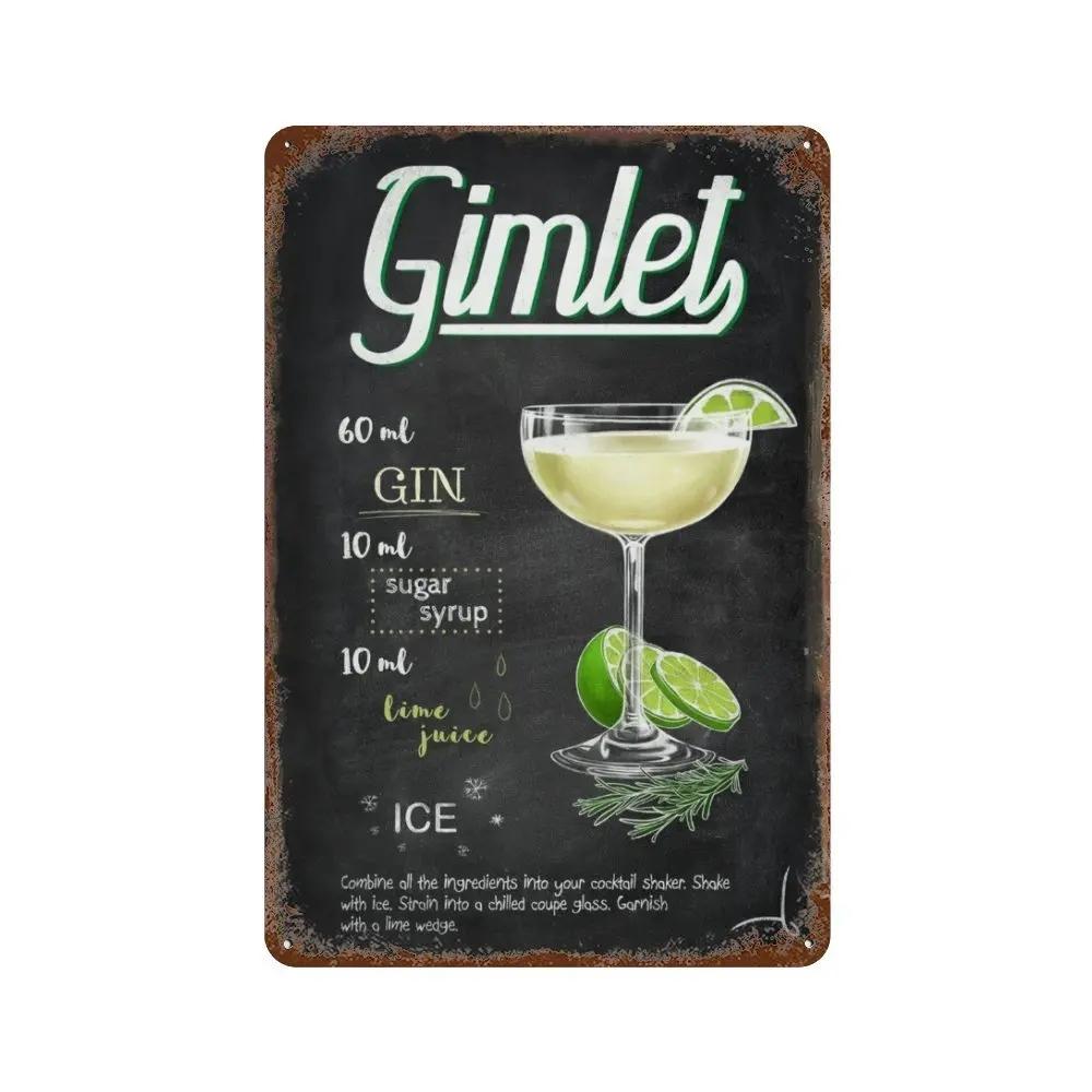 Vintage Fruit Juice Metal Tin Sign Mojito Aperol Spritz Posters and Sangria Drink Negroni Plaque for Club Bar Shop Home Decor