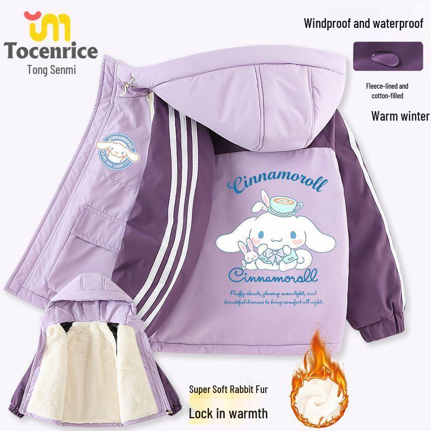

Cinnamoroll Winter 2025 Girls Rabbit Fur Lined Cotton Windbreaker Jacket 120 cm