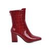 Autumn Women's Ankle Boots Shoes Snake Leather Block High Heel Red White Short Boot Female Fashion Winter Shoes Large Size 48