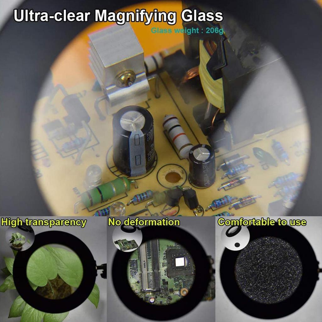 10X Vergrootglas met LED-licht Flexibele Arm Helderheid   3 Kleuren Werkbanklamp met Clip