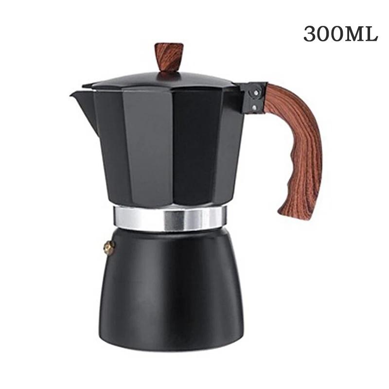 JUSTINLAU Italian Moka Pots Wood Handle Aluminum Espresso Coffee Maker Percolator Stove Top Pot Barista Tools Cafe Accessories