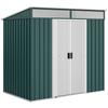 6.5 x 4FT Galvanised Metal Shed with Foundation Kit, Lockable Tool Garden Shed with Double Sliding Doors, Vents, Green