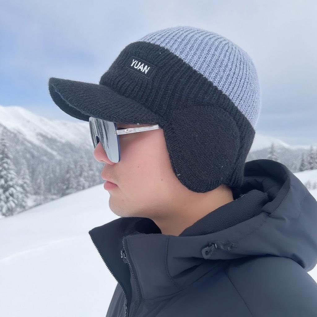 Men's Wool Hat: Warm, Thickened, Ear Protection, Windproof, for Outdoor Cycling and Travel.