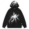 Felpa Streetwear Unisex con Ricamo di Ragno Pullover Casual Oversize Uomo Donna